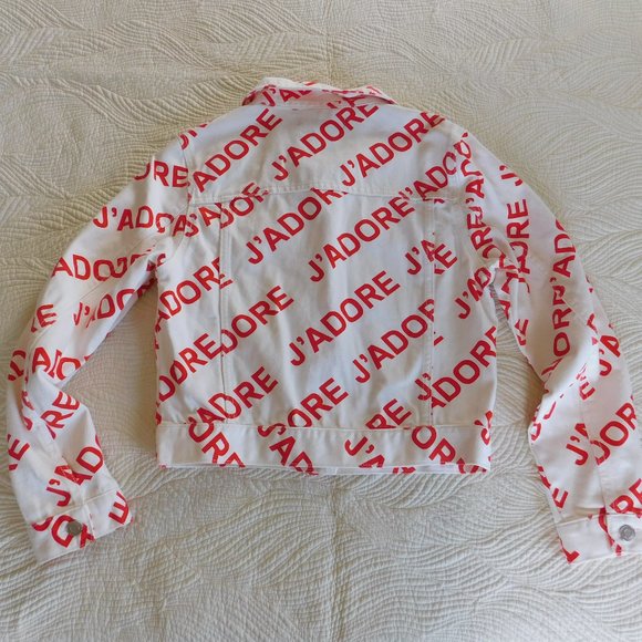 NWT Forever 21 J Adore white cotton denim cropped jean I love letter jacket F21 - Picture 11 of 16